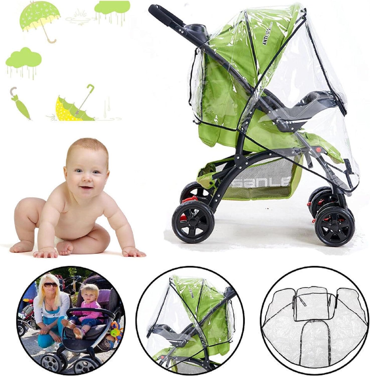 Stroller Rain Cover - Juste de Pluie Universelle pour Poussette
